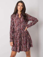 Dark brown dress with prints Alannah FRESH MADE
