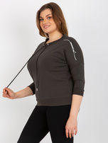 Hurtownia Khaki gładka bluzka plus size z napisami 