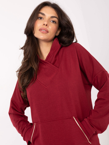 Bordowa bluza kangurka o kroju oversize RUE PARIS