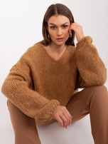 Hurt Camelowy sweter oversize z dzianiny RUE PARIS 