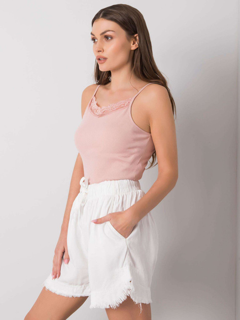 Brudnoróżowy top prążkowany Armine