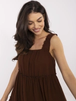 Brązowa muślinowa sukienka z falbaną