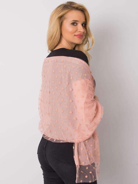 Brudnoróżowa chusta w grochy