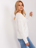 Hurt Ecru damski sweter klasyczny we wzory 