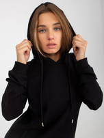 Hurt Czarna dresowa sukienka basic z kapturem