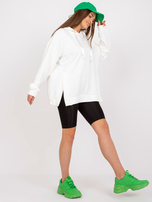 Ecru bawełniana bluza dresowa basic z kapturem