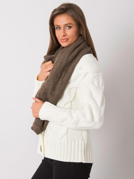 Ciemnobeżowy szalik z dzianiny