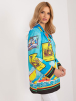 Hurt Niebieska jednorzędowa marynarka z printem