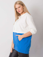 Ecru-ciemnoniebieska tunika plus size z bawełny Philomene