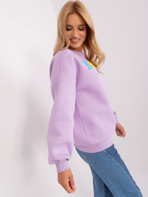 Hurt Jasnofioletowa bluza bez kaptura z napisem