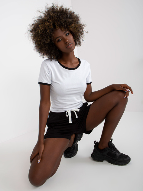 Biało-czarny letni komplet basic z bawełny