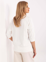 Hurt Ecru asymetryczna bluzka damska z perełkami