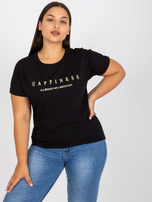 Czarny t-shirt plus size ze złotym nadrukiem