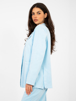 Pastelowa niebieska jeansowa marynarka z kieszeniami RUE PARIS 