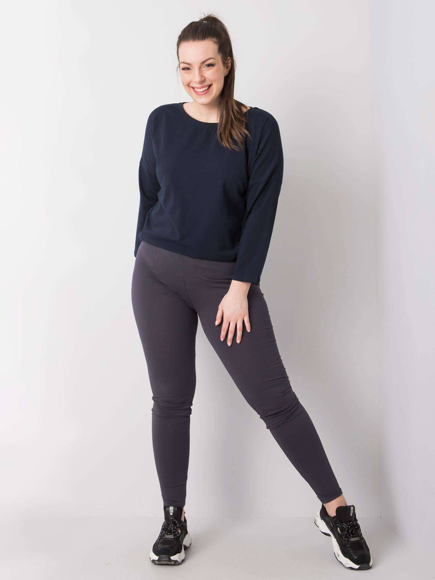 Grafitové legíny z bavlny plus size Phoebe.