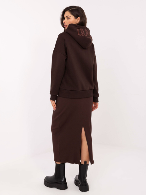 Czekoladowa midi spódnica basic w prążek