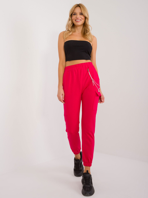 Hurt Czerwone dresowe spodnie cargo z łańcuszkiem