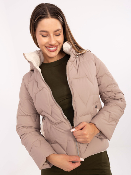 Ciemnobeżowa damska kurtka z pikowaniem