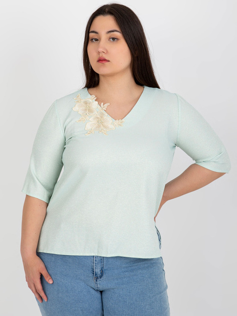 Hurtownia Miętowa elegancka bluzka plus size