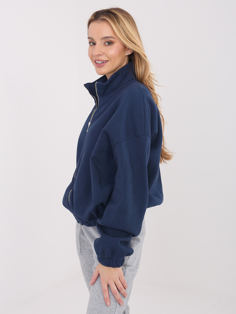 Granatowa ocieplana bluza basic ze stójką