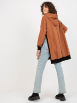 Hurt Jasnobrązowa długa bluza z kapturem i rozcięciami 