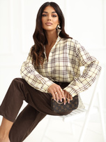 Jasnożółta damska koszula oversize w kratę