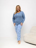 Brudnoniebieska damska piżama plus size z bawełny