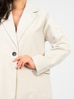 Jasnobeżowa  jednorzędowa marynarka z sztruksu RUE PARIS