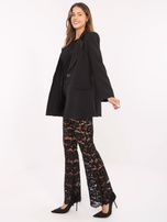 Czarne rozszerzane spodnie z koronki