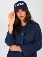 Granatowa jeansowa sukienka o kroju koszuli  RUE PARIS 