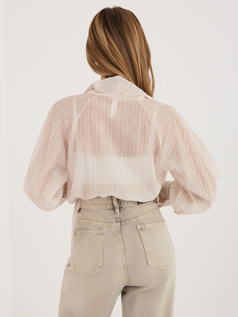 Beżowa rozpinana koszula z wiązaniem