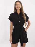 Czarny krótki kombinezon z kieszeniami