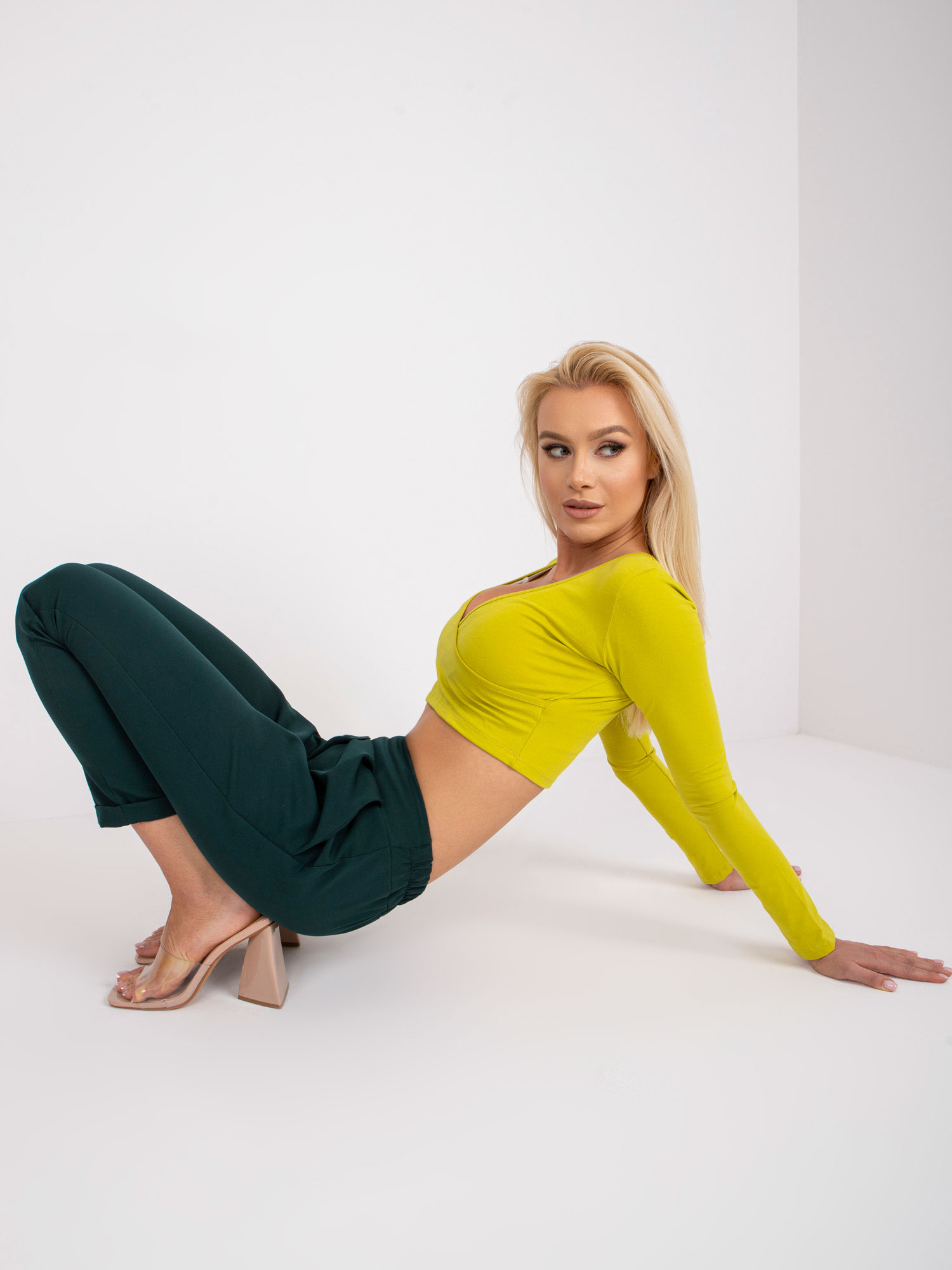 Tmavě zelené elegantní kalhoty s kapsami Hidalgo.