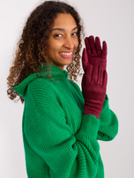 Hurtownia Bordowe eleganckie rękawiczki zimowe 