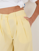 Jasnożółte damskie spodnie palazzo z kieszeniami RUE PARIS