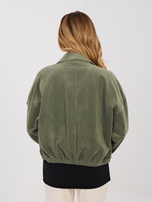 Khaki sztruksowa kurtka z gumką na dole RUE PARIS 