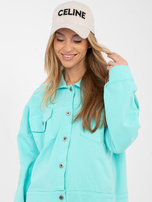 Turkusowa jeansowa kurtka z kołnierzykiem RUE PARIS 