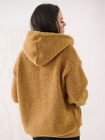 Camelowa damska bluza baranek z suwakiem