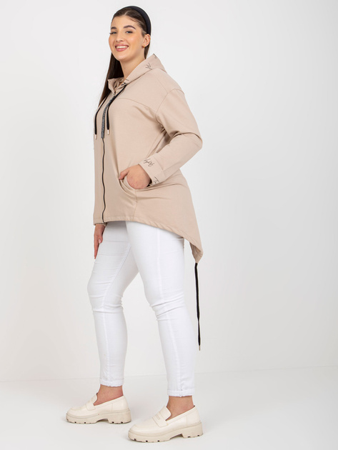 Hurt Beżowa rozpinana bluza plus size z kapturem i kieszeniami