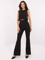 Czarny elegancki komplet z krótkim topem