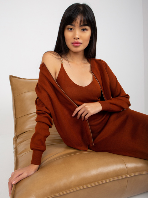 Hurt Ciemnobrązowy dwuczęściowy komplet casualowy z sukienką