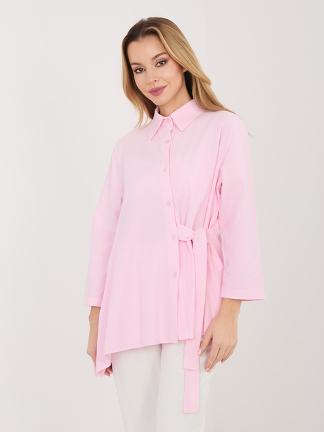 Jasnoróżowa rozpinana koszula z sztruksu RUE PARIS