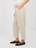 Jasnobeżowe sztruksowe spodnie z kieszeniami RUE PARIS 