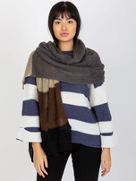 Hurt Czarno-brązowy damski szal zimowy z dzianiny