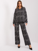 Hurtownia Szaro-czarny damski komplet casualowy z bawełny