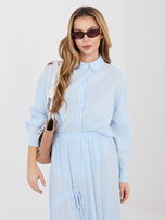 Pastelowa niebieska letnia koszula z domieszką lnu