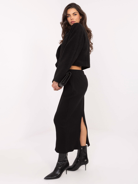 Czarny elegancki płaszcz boucle RUE PARIS