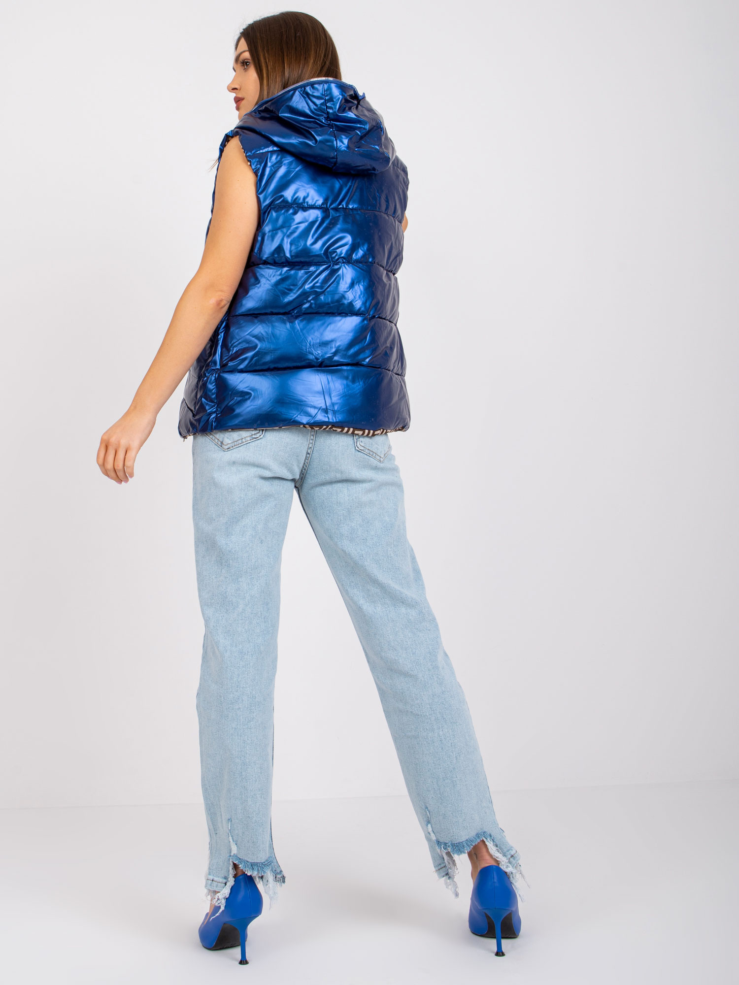 Blaue wendbare Weste mit Kapuze Addison.