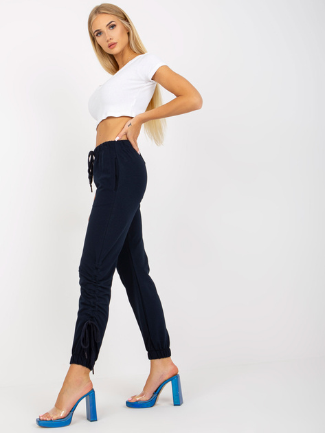 Granatowe bawełniane spodnie dresowe z wiązaniem