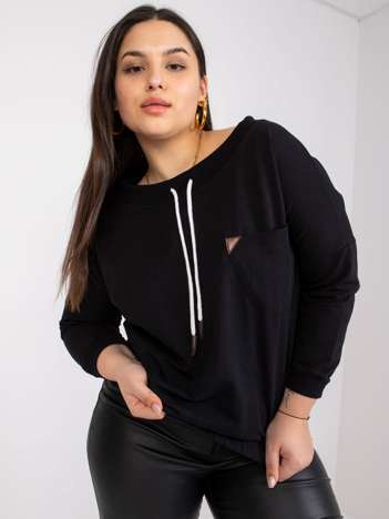 Schwarzer kurzer Sweatshirt Plus Size Louna.